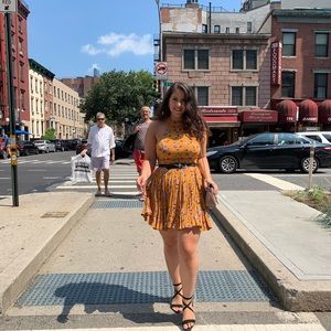 Urban outfitter yellow and purple swing dress-